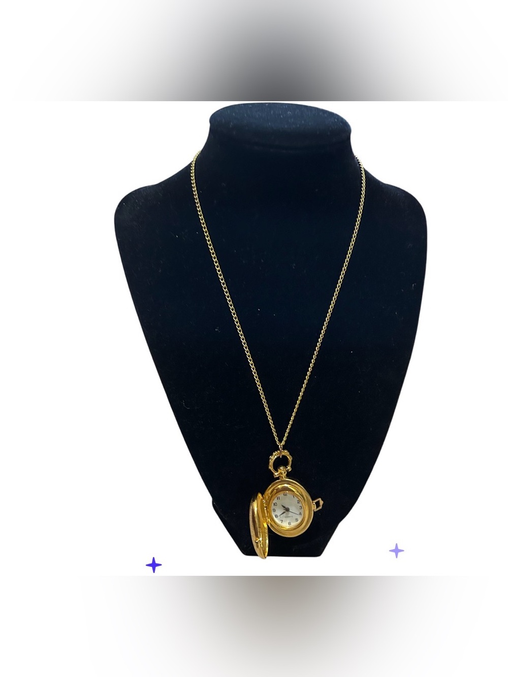 Classic Gold Pocket Watch Pendant Necklace for Women